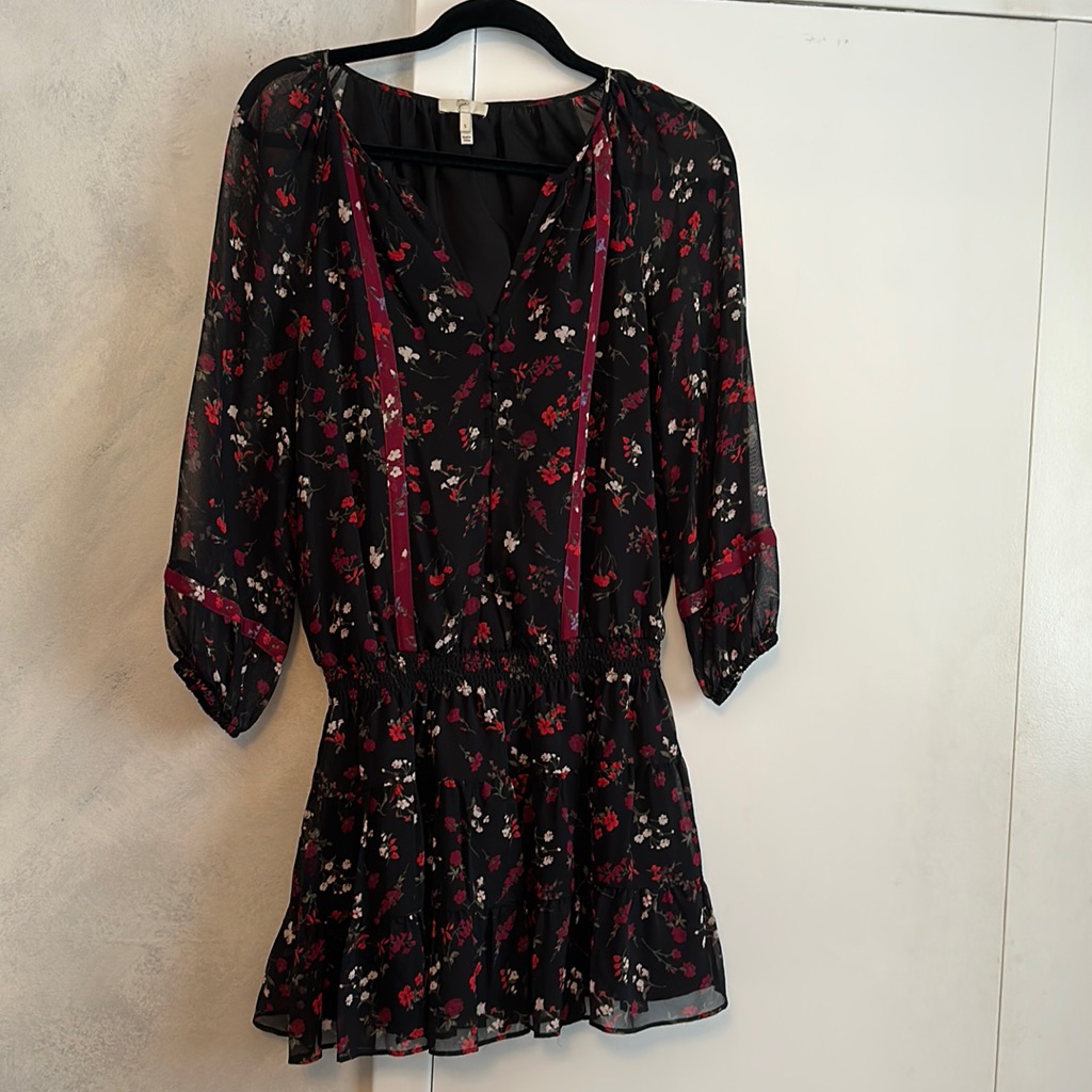 Joie Black Floral Dress Size Small
